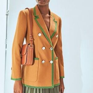 LK Bennett Cordelia Grosgrain Trim Double
Breasted Blazer NET - Size 14